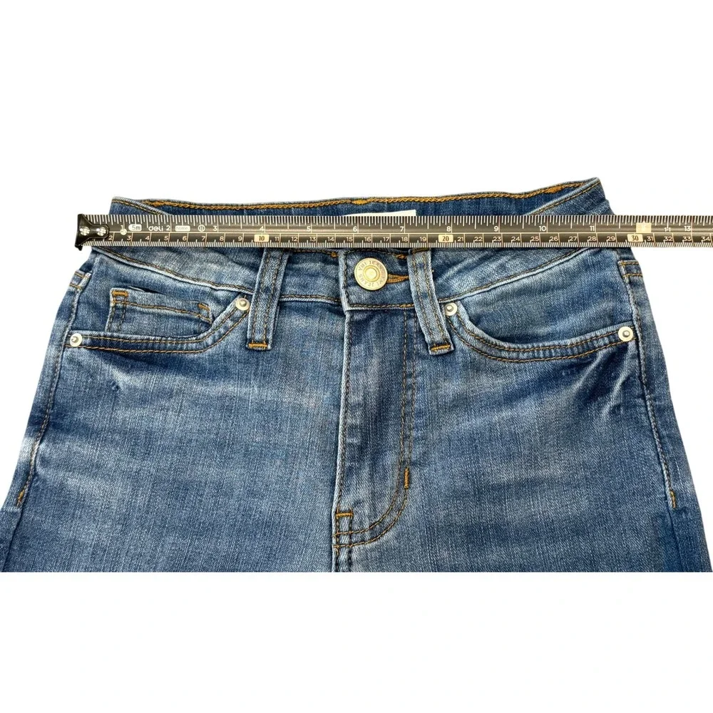 YMI Flare Jeans Womens 0/24 Blue High Rise Distressed Raw Hem Denim - Picture 4 of 7